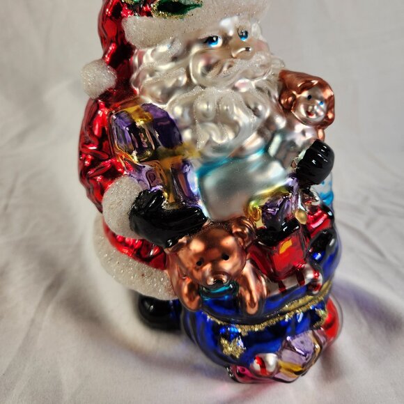 Hand Blown Mercury Glass SANTA CLAUSE Tea Light Candle Holder Handpainted 6" Vtg - Picture 2 of 15